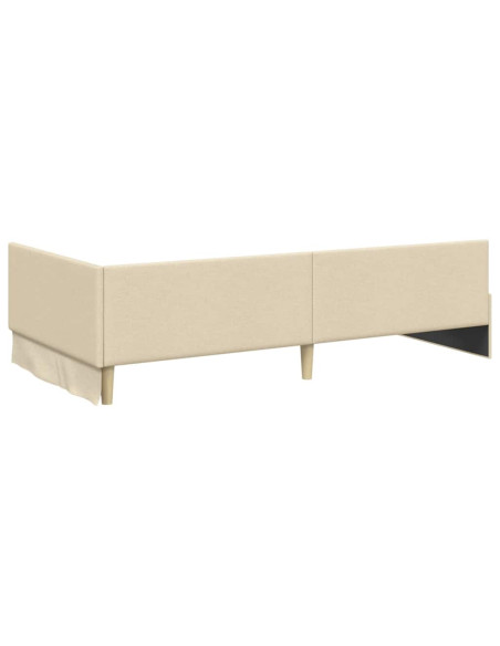 Cornice del letto ad angolo con testiera Crema 90 x 200 cm