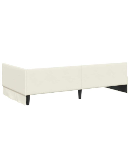 Cornice del letto ad angolo Crema 90 cm x 200 cm Velluto
