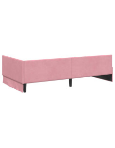 Cornice del letto ad angolo Rosa 90 cm x 190 cm Velluto