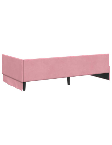 Cornice del letto ad angolo Rosa 90 cm x 190 cm Velluto