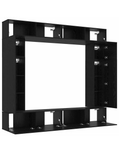 Set mobile TV 8 pcs Rovere nero 100 x 30 x 30 cm