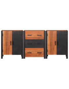 Credenza 3 pcs Marrone 55 x 30 x 75 cm Legno massello di acacia
