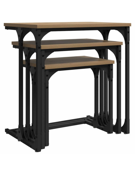 Tavolo da caffè nesting 3 pcs rovere artigianale