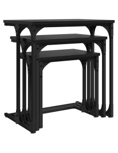 Tavolo da caffè nesting 3 pcs Rovere nero 50.5 x 35 x 53 cm