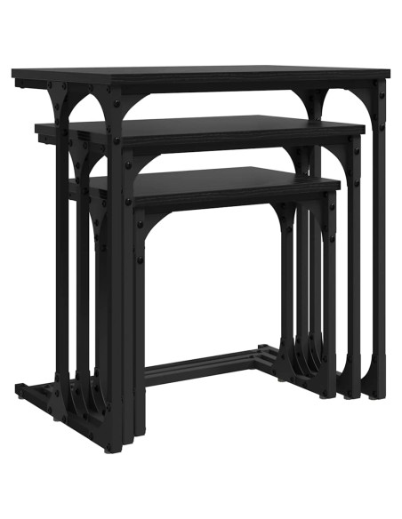 Tavolo da caffè nesting 3 pcs Rovere nero 50.5 x 35 x 53 cm