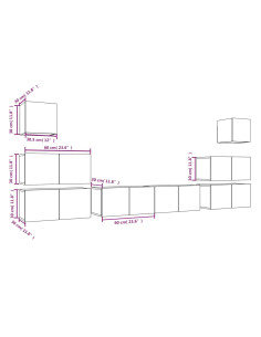 Set Mobili Porta TV 8pz Grigio Sonoma in Legno Multistrato
