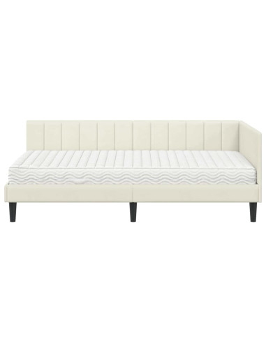 Struttura Letto Angolare con Materasso 2 pcs Crema Velluto