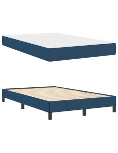 Letto a molle con materasso Blu 120 x 190 cm Tessuto