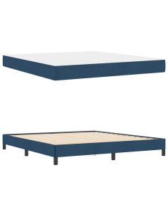 Letto a molle con materasso Blu 180 x 200 cm Tessuto