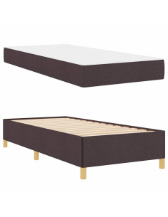 Letto a molle Bianco e Marrone Scuro 90 x 190 cm Tessuto