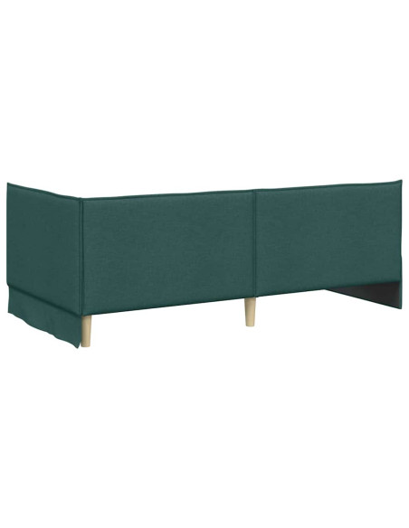 Cornice del letto ad angolo Verde scuro 80 x 200 cm Tessuto
