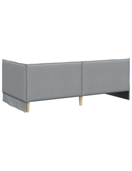 Cornice del letto ad angolo Grigio chiaro 90 x 190 cm Tessuto