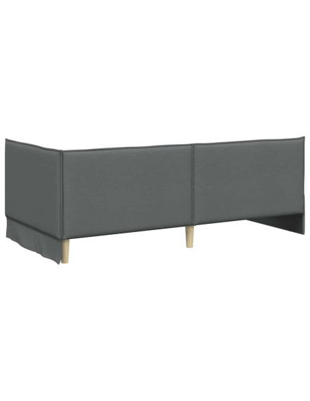 Cornice del letto ad angolo Grigio scuro 90 x 200 cm Tessuto