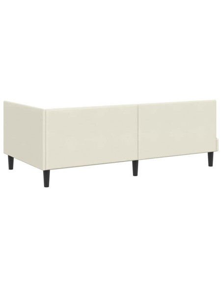 Cornice del letto ad angolo Crema 90 x 200 cm Velluto