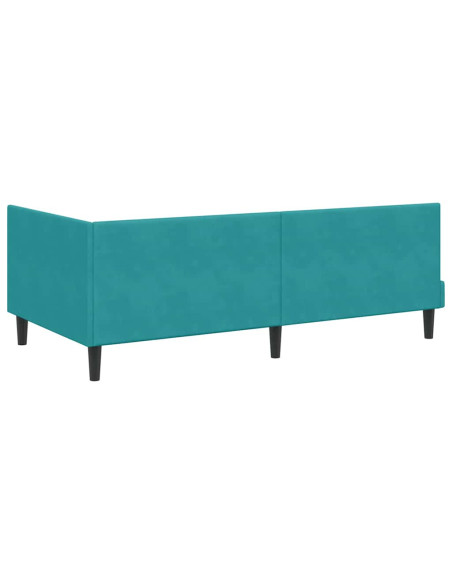 Cornice del letto ad angolo Turchese 90 x 200 cm Velluto