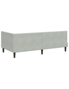 Cornice del letto ad angolo Grigio chiaro 100 x 200 cm Velluto