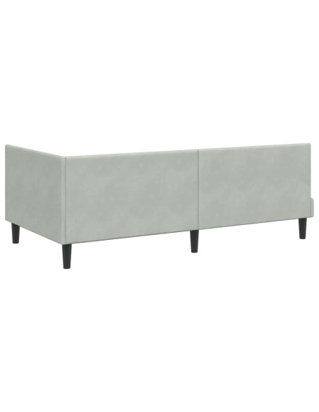 Cornice del letto ad angolo Grigio chiaro 100 x 200 cm Velluto