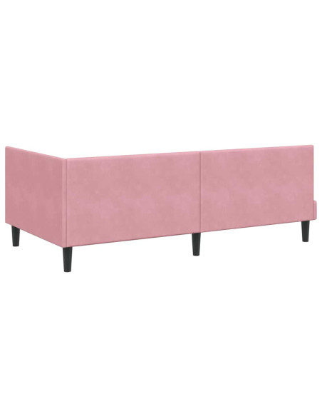 Cornice del letto ad angolo Rosa 100 x 200 cm Velluto
