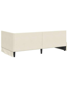 Cornice del letto ad angolo Crema 100 x 200 cm Velluto