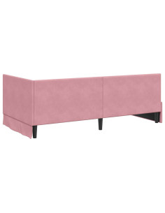 Cornice del letto ad angolo Rosa 100 x 200 cm Velluto