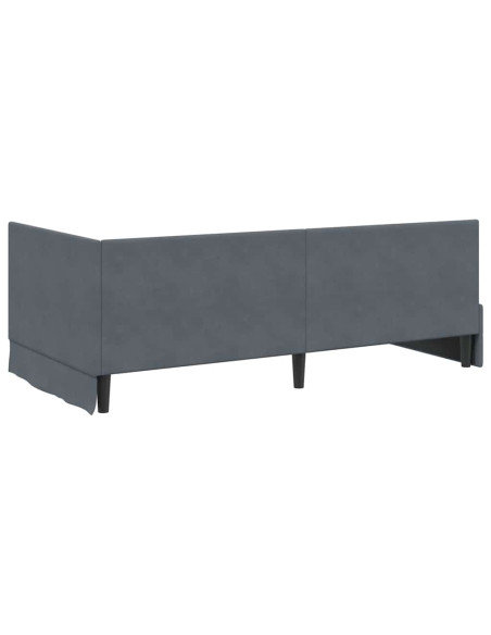 Cornice del letto ad angolo Grigio scuro 100 x 200 cm Velluto
