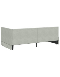 Cornice del letto ad angolo Grigio chiaro 100 x 200 cm Velluto