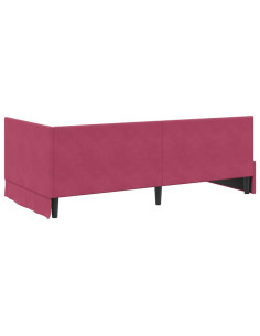 Cornice del letto ad angolo Rosso vino 90 x 200 cm Velluto