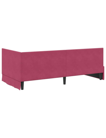 Cornice del letto ad angolo Rosso vino 90 x 200 cm Velluto