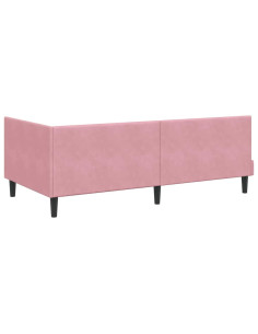 Cornice del letto ad angolo Rosa 90 x 200 cm Velluto