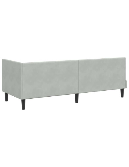 Cornice del letto ad angolo Grigio chiaro 80 x 200 cm Velluto