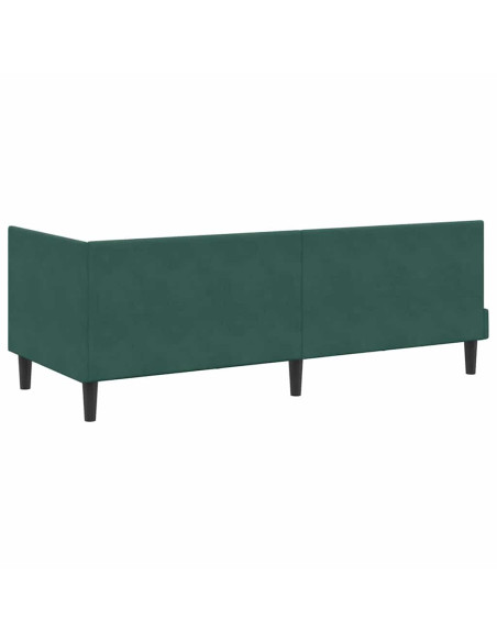 Cornice del letto ad angolo Verde scuro 80 x 200 cm Velluto