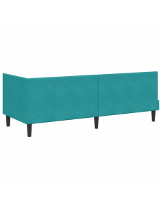 Cornice del letto ad angolo Turchese 80 x 200 cm Velluto