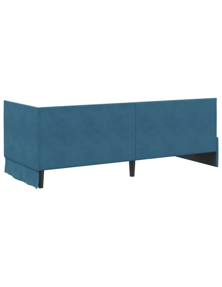 Cornice del letto ad angolo Blu 80 x 200 cm Velluto