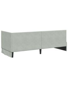 Cornice del letto ad angolo Grigio chiaro 80 x 200 cm Velluto