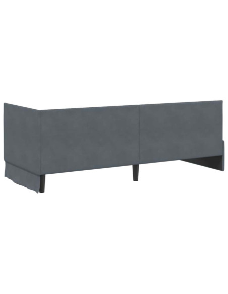 Cornice del letto ad angolo Grigio scuro 80 x 200 cm Velluto