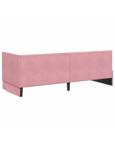Cornice del letto ad angolo Rosa 80 x 200 cm Velluto
