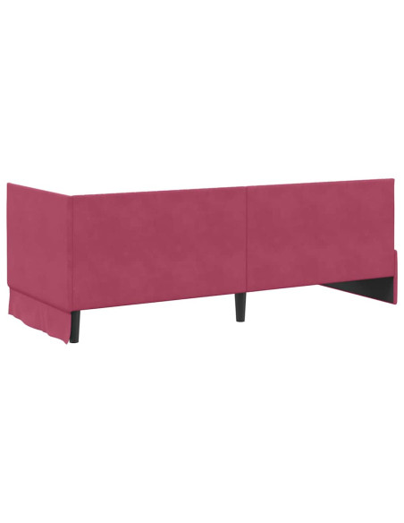 Cornice del letto ad angolo Rosso vino 80 x 200 cm Velluto