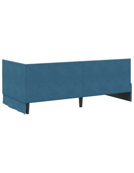 Cornice del letto ad angolo Blu 90 x 190 cm Velluto