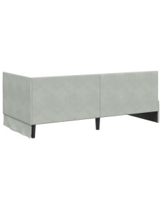 Cornice del letto ad angolo Grigio chiaro 90 x 190 cm Velluto