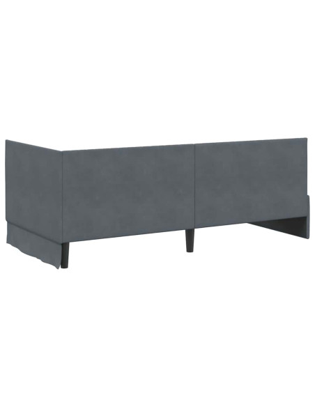 Cornice del letto ad angolo Grigio scuro 90 x 190 cm Velluto