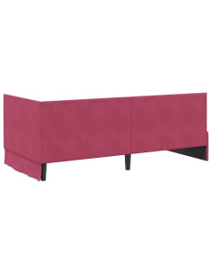 Cornice del letto ad angolo Rosso vino 90 x 190 cm Velluto