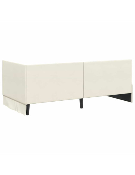 Cornice del letto ad angolo Crema 90 x 190 cm Velluto