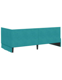 Cornice del letto ad angolo Turchese 90 x 190 cm Velluto