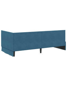 Cornice del letto ad angolo Blu 100 x 200 cm Velluto