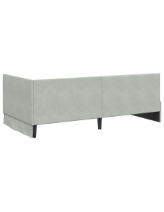 Cornice del letto ad angolo Grigio chiaro 100 x 200 cm Velluto