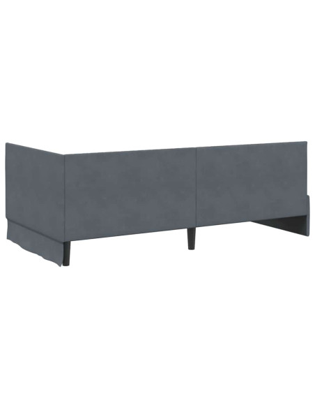 Cornice del letto ad angolo Grigio scuro 100 x 200 cm Velluto