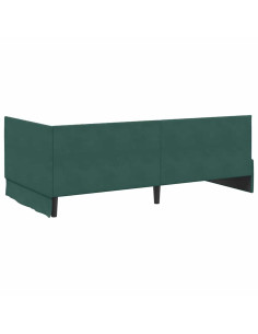 Cornice del letto ad angolo Verde scuro 100 x 200 cm Velluto