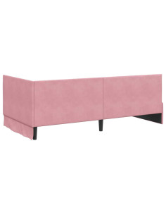 Cornice del letto ad angolo Rosa 100 x 200 cm Velluto