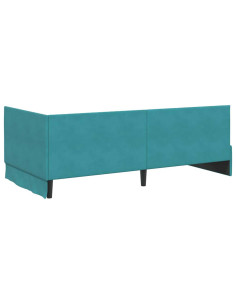 Cornice del letto ad angolo Turchese 100 x 200 cm Velluto