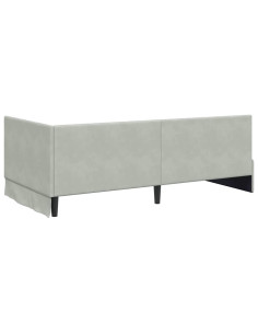 Cornice del letto ad angolo Grigio chiaro 90 x 190 cm Velluto